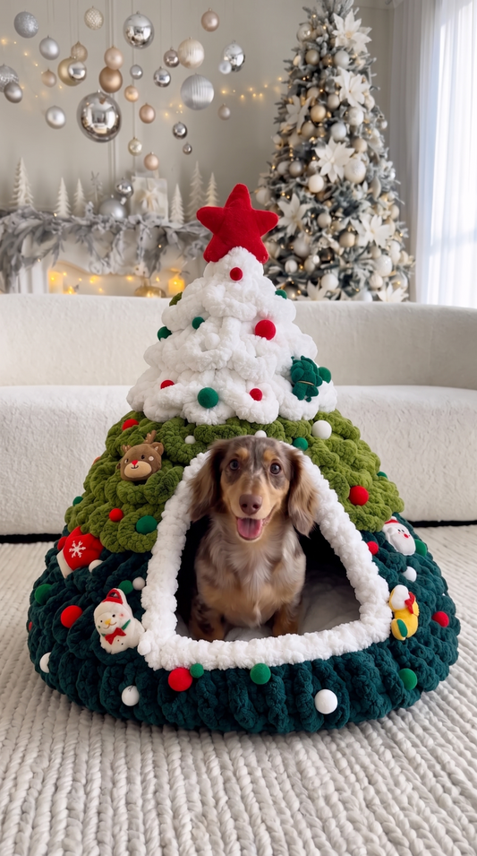 Christmas tree shaped dog bed